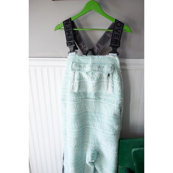 Free People Movement Hit The Slopes Salopette Fleece Overalls Mint Large - Picture 3 of 6